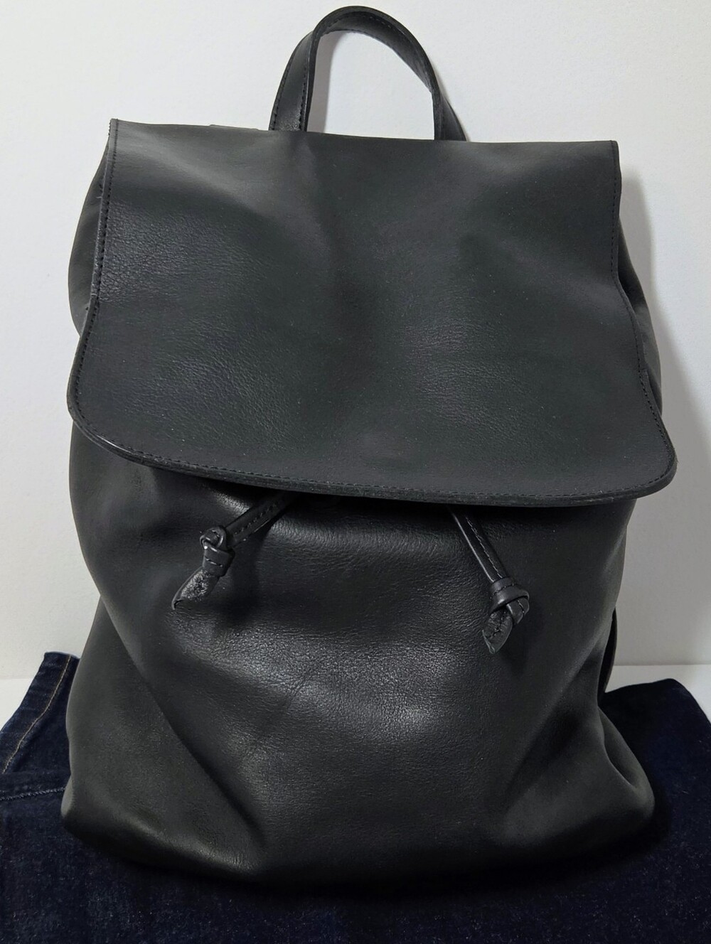 Nisolo Daniela Black Leather Drawstring Backpack - Picture 3 of 14